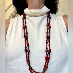 Vibrant Paprika and Black Beads